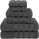 American Soft Linen 6 Piece Towel Set, 2 Bath Towels 2 Hand Towels 2 Washcloths, 100% Turkish Cotton Towels for Bathroom, Gray Towel Sets