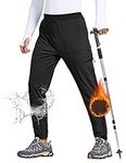 FitsT4 Men's Winter Pants Water Resistant Fleece Lined Insulated Cold Weather Hiking Snow Ski Jogger Pants Athletic Outdoor Gear Zipper Pockets Black S