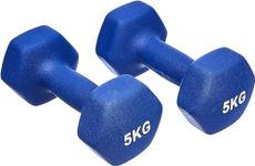 amazon basics Neoprene Fixed Dumbbell Pair, 2 x 5Kg, Blue