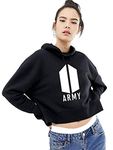 Crop BTS Army Crop Hoodie fir Girls and Women Crop Sweatshirt and Crop Tops or Girls (Large) Black