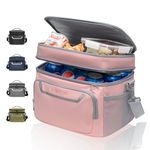 EVERFUN Small Cooler Bag Insulated Lunch Bag for Women 24 Can Beach Cooler Dual Compartments Collapsible Waterproof Leak-Proof for Travel Work Picnic, Pink