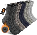UUMIAER Merino Wool Socks for Men - 5 Pairs Thermal Thick Wool Hiking Socks Outdoor Cushioned Crew Socks (US Size 13-15)