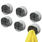 BangShou 6 Pieces Tea Towel Holder, Round Self-Adhesive Hooks, Kitchen Stick on Cloth Hooks, Push in Suction Hand Towel Holder for Bathroom, Cabinet&Cupboard