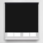 KELIXU 100% Blackout Roller Blinds, Thermal Window Blind Roller Shades 58cm W x 183cm H Waterproof Fabric Blinds for Bedroom, Living Room, Bathroom, Kitchen, Office, Anti-UV & Easy to Install, Black