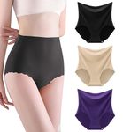 marysgift Women's Underwear High Waist Stretch Briefs Soft Ice Silk Knickers Breathable Ladies Panties (BG1,L UK 8 10)