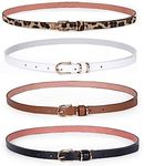 JASGOOD Women Skinny Faux Leather Jeans Belt Ladies Slim Waist Belt for Dress with Gold Buckle 4 Pack(Best for Waist Size 30"-36")