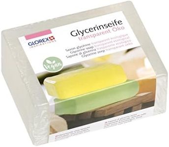 Glorex 6 1600 121 - Jabón de glicerina Eco jabón Transparente de Base Neutra para la Piel dermatológicamente Probado 100% Vegano Bloque de 500 g como Base para moldear jabón