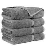 Hotel Quality Turkish Cotton 4-Piece Bath Towels, Gray