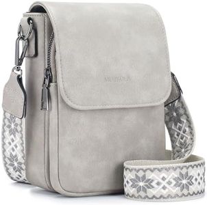 MUIIKOLA Bolso de hombro pequeño para teléfono, de piel sintética, para mujer, con ranuras para tarjetas, con correa ancha ajustable, versátil y con múltiples bolsillos, Z-beigegrey, Correa ajustable
