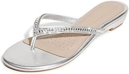 DREAM PAIRS Women's Fashion Rhinestones Design Slides Sandals,Size 7,Silver Glitter,Jewel_03