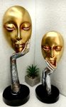 Ekdantay PolyResin Golden Human Lady Face Mask Sculpture Showpiece Creative Abstract Design Art Figurine for Home Living Room Decorative Display Showpiece Height [28.5 cm ]