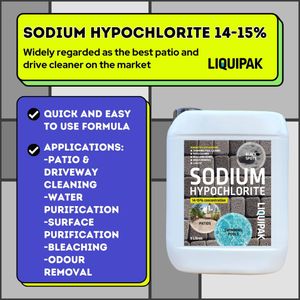 Liquipak Sodium Hypochlorite Patio Cleaner 2x5L – 14-15% Extra Strong Bleach