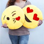 kashish gift gallery Smiley Emojis Cushion Pillow Soft Toy for Kids Playing, Girls & Children Playing in Size 32 Cm Long, Set - 2