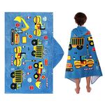 MooMoo Baby Kids Beach Towel Hooded Absorbent Bath Swim Towel Large Cotton Poncho Wrap Towel for Boys 50’ X 30’ (Car)