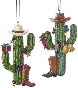 Kurt Adler 4" Western Cactus W/Boot+Hat Ornament 2/A