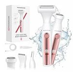 MAXGROOM 4-In-1 Lady Shavers for Women, Bikini Trimmer Women IPX6 Waterproof, Pubic Hair Trimmer 120 Mins Use, Cordless Rechargeable Groomer for Ladies, Painless Electric Fiol Razor for Body, Underarm