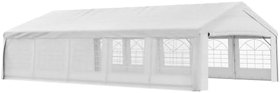 Outsunny 20' x 32' Heavy Duty Party Tent & Carport with Removable Sidewalls and Double Doors, Large Canopy Tent, Sun Shade Shelter, for Parties, Wedding, Outdoor Events, BBQ, White