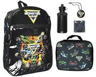 Monster Jam Megalodon Grave Digger Max-D Monster Trucks Backpack Lunch Bag Water Bottle Ice Pack 5 Piece Mega Set