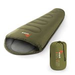 azark Premium Single Sleeping Bag, 350GSM, Lightweight and Waterproof, 4 Seasons of Camping, Hiking and Outdoors, Sleeping bag for Adults & Kids (Green)