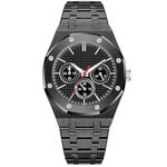 SWADESI STUFF Stainless Steel Metallic Multi Dial Multi Case Multi Belt Analogue Watches For Men (Black)