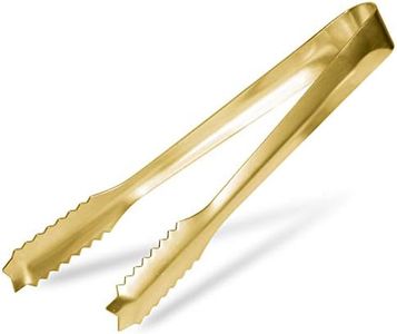 WAFJAMF Ice Tongs for Ice Bucket,7 Inch Serving Tongs,Bar Tongs,304 Stainless Steel,-Gold Plated-for Bar Kitchen Restaurant