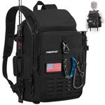 Piscifun Fishing Tackle Backpack with Rod & Gear Holder, Lightweight Outdoor Water-Resistant Fishing Shoulder Storage Bag with Protective Rain Cover, Black