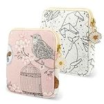 Amabro Sanitary Napkin Storage Bag, 2PCS Period Bags Cute Sanitary Pad Storage Pouch Tampon Pantyliners Menstrual Bag Daisy Zipper Purse for Women Teen Girls School Travel Feminine Product(Bird)