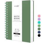 RETTACY A5 Dotted Notebook, Bullet Dot Grid Journal, Wirebound Spiral Notebooks 300Pages /150 Sheets for Writing,100gsm, PVC Hardcover, for Women Men Work Office School, 14.5 x 21cm - Dark green