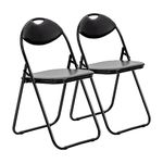 Harbour Housewares Padded Folding Chairs - Black/Black - Pack of 2