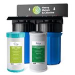 iSpring WGB21B-KS 2-Stage Whole House Water Filtration System with 10" x 4.5" Sediment CTO(Chlorine, Taste and Odor) Filter,KDF+GAC filter, Removes Chlorine, Iron, Lead, Odor and More, 1" Inlet/Outlet