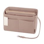 Purse Organizer Insert, Felt Bag organizer with zipper, Handbag & Tote Shaper, For Speedy Neverfull Tote, 6 Sizes, Beige, Large