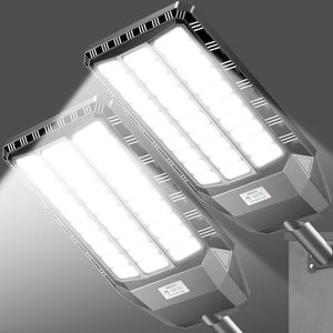 CEDIO Outdoor Solar Street Lights, Solar Lights IP66 Waterproof LED Street Light Dusk to Dawn, Flood Light with Motion Sensor for Yard (8500W-2PACK)