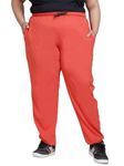 CUPID Women Plus Size Regular Fit Cotton Solid Comfortable Track Pant, Lower, Trouser, Joggers, Lounge n Daily Gym Wear for Ladies_Tangy Orange_6XL