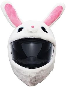 Omoojee Motorcycle Helmet Cover, Funny Helmet Decoration, Fun Rides and Gifts (Plush Animal, White Rabbit)