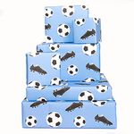 Central 23 - Fun Wrapping Paper for Boys - 6 Sheets of Birthday Gift Wrap - Football Wrapping Paper - Football Boots - For Girls - Blue White - Recyclable