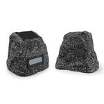 STUDIOFINIX 8" Rock Speakers Outdoor Waterproof - 5.3 Bluetooth Wireless Speaker Solar Powered Max Peak 240W for Garden,Patio,Deck,Pool,Backyard (1 Pair, Gray)
