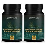 Ambrosial Curcumin Capsules Turmeric and Black Pepper Capsules with Ginger | High Strength Curcumin Tablets with Enhanced Absorption | 95% Curcuminoids Curcumin with Piperine (Pack of 2-120 Capsules)