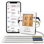 ThermoPro TP25 Bluetooth Meat Thermometer with 4 Temperature Probes Smart Wireless Digital Cooking Food BBQ Thermometer for Grilling Smart Oven Thermometer Rechargeable Smoker Thermometer