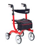 Nitro Rollator Lightweight Folding 4 Wheel Walking Frame Mobility Aid - Choice of Size and Colour (Red, Tall)