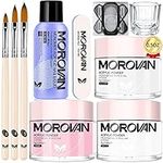 Morovan Acrylic Nail Kit - Acrylic Powder 3 Colors Professional Nail Kit Acrylic Set For Nail Extension Acrylic Nail Brush Nail Art Starter Kit Clear White Pink Colors