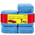 Sukh Microfiber Rectangle Sponge Detailing Pads - Microfiber Wax Foam Applicator Pads for Car Wax Applicator Pad 4.72x3.15 inch 7 Pack-Blue