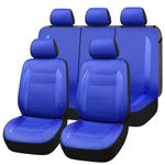 Flying Banner Universal Leather Car Seat Covers Full Set Airbag Compatible Seat Protector (All Blue)