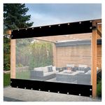 Clear Pergola Curtains Waterproof PVC Pergola Side Panels Outdoor with Eyelets 0.5mm Heavy Duty Tarpaulin for Gazebo, Porch, Customizable (Color : Black, Size : 2X3m)