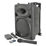 QTX , QR10BT PA: Powerful Portable PA with Bluetooth Connectivity, One Wireless Mic, Internal Rechargeable Battery, Trolley Handle and Wheels