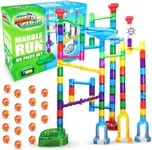 Marble Genius Marble Run - 85 Complete Pieces Maze Track Easter Toys for Adults, Teens, Toddlers & Kids Aged 4-12 Years Old (67 Translucent Marbulous Pieces + 18 Glass-Marble Set), Explorer Set