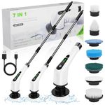 OSDUE Electric Spin Scrubber, Cordless Shower Cleaner with 7 Replacement Brushes, 400 RPM Electric Bathroom Cleaning Brush with Adjustable Extension Arm for Tile, Tub, Kitchen, Floor, Bathroom