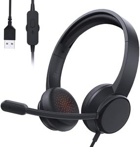 syndesmos Cuffie con Microfono per PC, Cuffie USB con Microfono a Cancellazione del Rumore, Cuffie PC per Ufficio, Computer, Portatile, Laptop, Macbook, Teams, Skype, Zoo, Cavo 1,8 m
