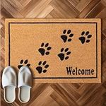 HOMELEVEL Coir Doormat - 60 x 40 cm Heavy Duty Door Mats - Welcome Mat for Indoor or Outdoor Use - Coconut Matting Doormats Outside or Inside - Paw Print Design