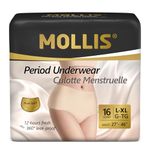 MOLLIS Disposable Period Pants for Women Heavy Flow, Maternity Pads & Postpartum Underwear, Incontinence Knickers Leak Proof, Beige, Large/X-Large, 16 Count