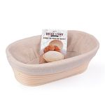 (10x6 inch) Oval Proofing Basket Set by Bread Story Oval Brotform Handmade Unbleached Natural Cane Bread Baking Kit with Cloth Liner Bread Baking eBook Course